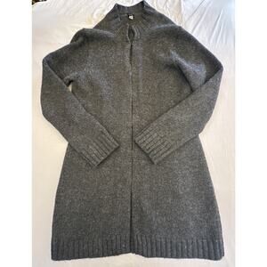 Gap Cardigan Jacket Womens Large Gray Hook Eye Minimalist Mock Neck Lambswool